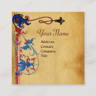 ANTIKES FLORENTINISCHES PERGAMENT-ROTES QUADRATISCHE VISITENKARTE