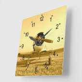 Antikes Flugzeug Golden Yellow Propeller Square Wa Quadratische Wanduhr (Winkel)