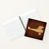 Antikes Flugzeug Silhouette Flugzeug & braune Kart Notizblock (Innenseite)