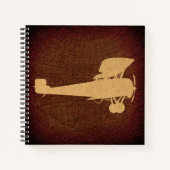Antikes Flugzeug Silhouette Flugzeug & braune Kart Notizblock (Vorderseite)