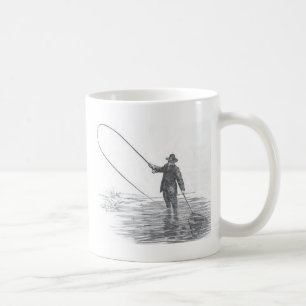 Antikes Fly-Fishing-Kunst-Kaffeetasse Kaffeetasse