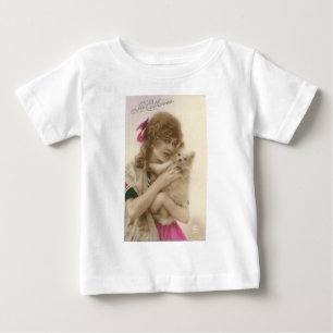 Antikes Foto einer viktorianischen Frau mit Hund Baby T-shirt