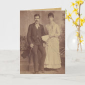 Antikes Foto Jahrestag Karte (Gelbe Blume)