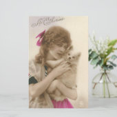 Antikes Foto-viktorianische Frau und Hund Briefpapier (Stehend Vorderseite)