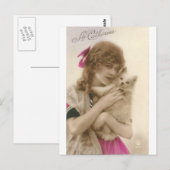 Antikes Foto Viktorianische Frau und Hund Postkarte (Vorne/Hinten)