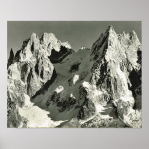 Antikes Frankreich, Chamonix Mont Blanc, Berggipfe Poster