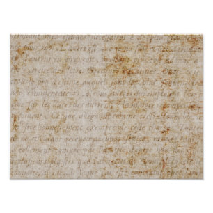 Antikes Französisch Braun Beige Text Altes Pergame Fotodruck