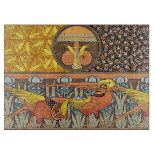 Antikes französisches Art Nouveau Natur-Vogel-Must Schneidebrett