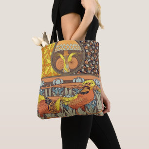 Antikes französisches Art Nouveau-Natur-Vogel-Must Tasche