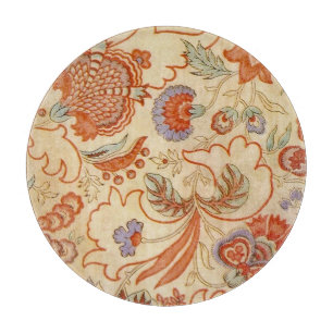 Antikes französisches Chintz-Blumenmuster Terrakot Schneidebrett