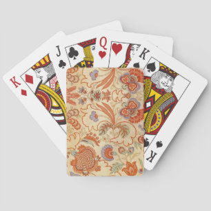 Antikes französisches Chintz-Blumenmuster Terrakot Spielkarten