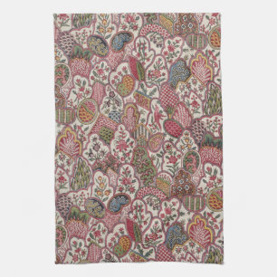 Antikes französisches Land Blumenmuster Vogel Chin Geschirrtuch