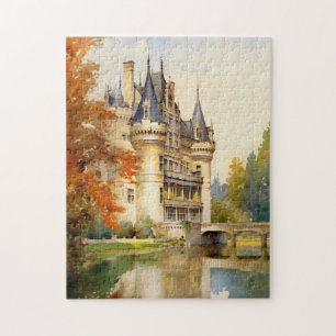 Antikes französisches Schloss Wasserfarbenpuzzle   Puzzle