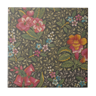 Antikes französisches Toile de Jouy Blumenmuster Fliese