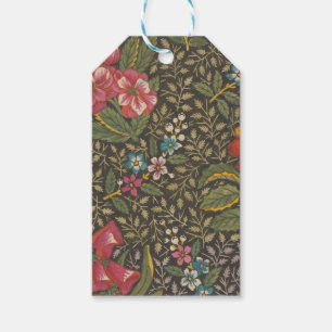 Antikes französisches Toile de Jouy Blumenmuster Geschenkanhänger