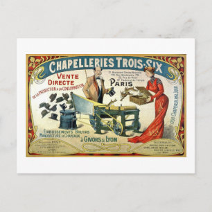 Antikes französisches Werbeplakat - Chapelleries18 Postkarte