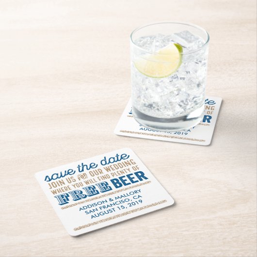 Antikes freies Bier Save the Date Rechteckiger Pappuntersetzer (Vor Ort)