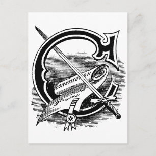 Antikes Freimaurersymbol Kalligrafie Buchstabe C Postkarte