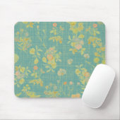 Antikes Frühlingsblumen Teal-Muster Mousepad (Mit Mouse)