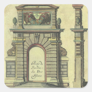 Antikes Gartentor, Renaissance-Architektur Quadratischer Aufkleber