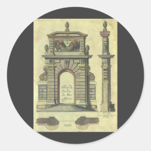 Antikes Gartentor, Renaissance-Architektur Runder Aufkleber