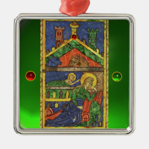 ANTIKES GEBURT CHRISTIS-WEIHNACHTSpergament Ornament Aus Metall