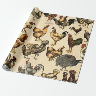 Antikes Geflügel der Welt Hühner-Rasse-Kunst Geschenkpapier