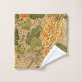 Antikes gelbes Blumenhandtuch Badhandtuch Set (Waschlappen)