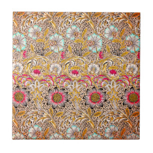 Antikes gelbes rosa William Morris's Corncockle Fliese