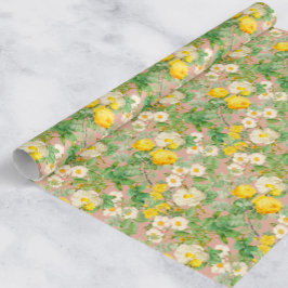 Antikes gelbes Rosen-Verpackungspapier in sanftem  Geschenkpapier