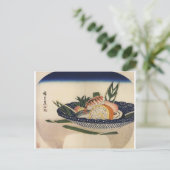 Antikes Gemälde einer Schüssel aus Sushi um 1800 Postkarte (Stehend Vorderseite)