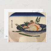 Antikes Gemälde einer Schüssel aus Sushi um 1800 Postkarte (Vorne/Hinten)