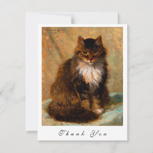 Antikes Gemälde Maine Coon Katze Danke