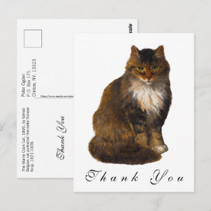 Antikes Gemälde Maine Coon Katze Danke schön Postkarte