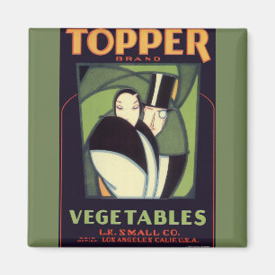 Antikes Gemüse-Etikett Topper, Art Deco Romantik Magnet