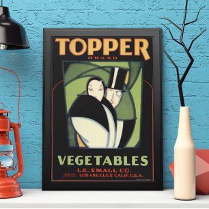 Antikes Gemüse-Etikett Topper, Art Deco Romantik Poster