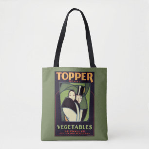 Antikes Gemüse-Etikett Topper, Art Deco Romantik Tasche