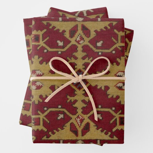 Antikes geometrisches Orientalisches Rotes Muster Geschenkpapier Set (Beispiel)