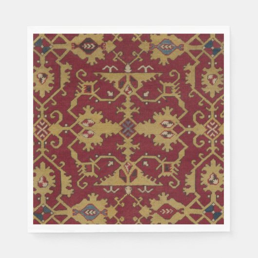 Antikes geometrisches Orientalisches Rotes Muster Serviette (Vorderseite)