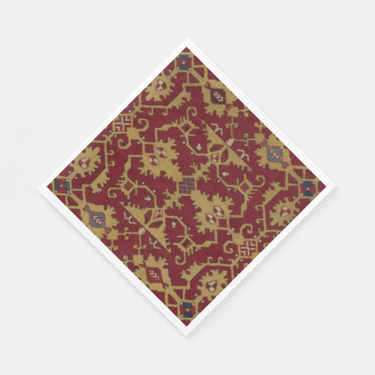 Antikes geometrisches Orientalisches Rotes Muster Serviette (Ecke)