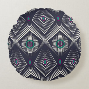 Antikes geometrisches Ornament, Stilvolle Textur. Rundes Kissen
