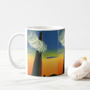 Antikes Geschäft, Dampfpfeifenfabrik Sonnenaufgang Kaffeetasse