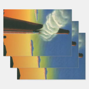 Antikes Geschäft, Dampfwhistle-Fabrik Sonnenaufgan Geschenkpapier Set