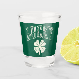 Antikes Glücksklee-St.-Patricks-Tag Schnapsglas