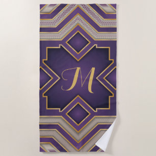 Antikes Gold Barock Geometrisches Initial-Design Strandtuch