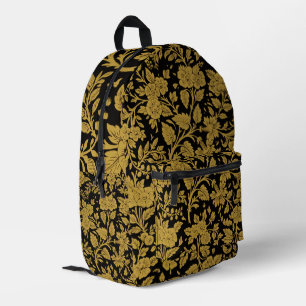 Antikes Gold Blumen Indian Lack Schwarz Muster Bedruckter Rucksack