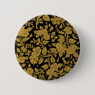 Antikes Gold-Blumen-Indisch-Lackarbeit-Schwarz-Mus Button