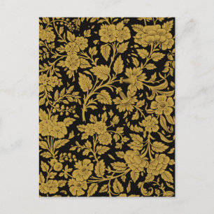Antikes Gold-Blumen-Indisch-Lackarbeit-Schwarz-Mus Postkarte