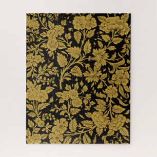Antikes Gold-Blumen-Indisch-Lackarbeit-Schwarz-Mus Puzzle