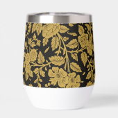 Antikes Gold-Blumenmuster Indische Lackarbeit Schw (Rückseite)